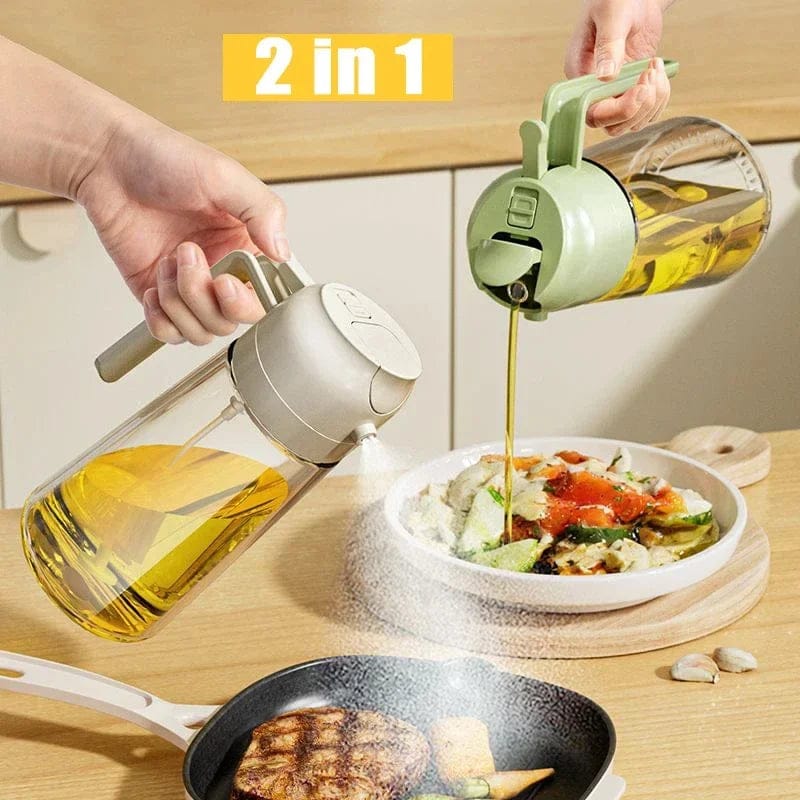 2-in-1 Oil Spray Bottle | Mist & Dispenser for Cooking