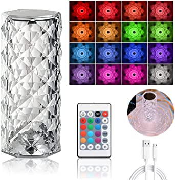 Rechargeable Rose Diamond Table Lamp | 16-Color RGB with Wireless Remot