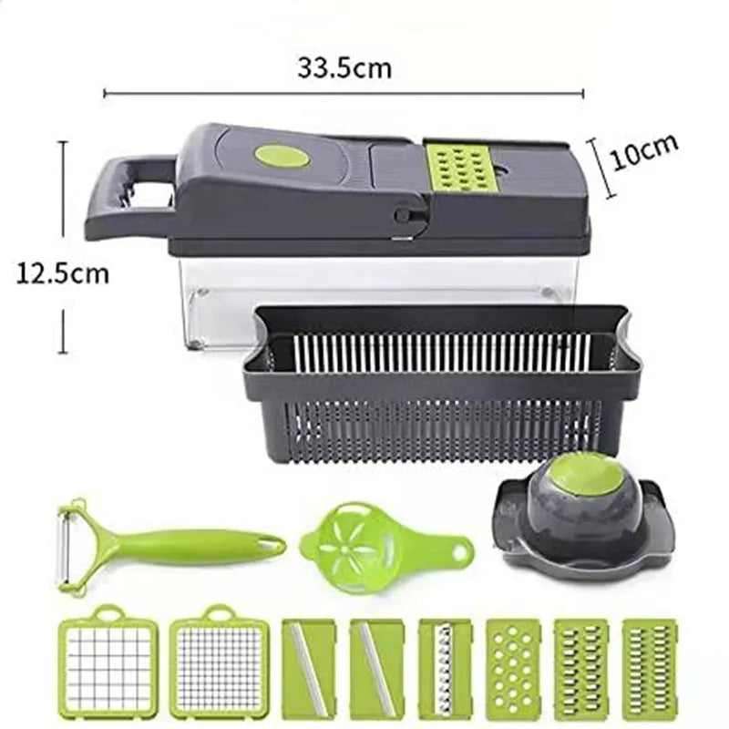 16-in-1 Vegetable Chopper | Dicer, Slicer & Grater with Storage Containe