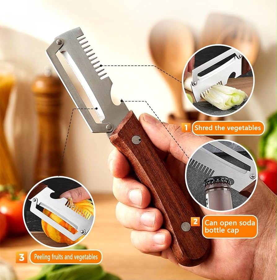 3-in-1 Stainless Steel Peeler Knife | Vegetable Peeler, Cutter & Bottle Opener