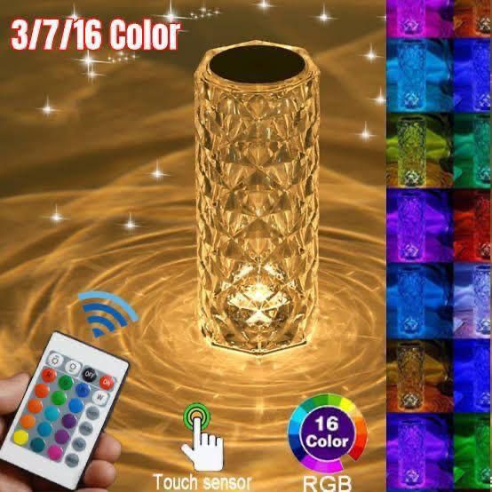 Rechargeable Rose Diamond Table Lamp | 16-Color RGB with Wireless Remot