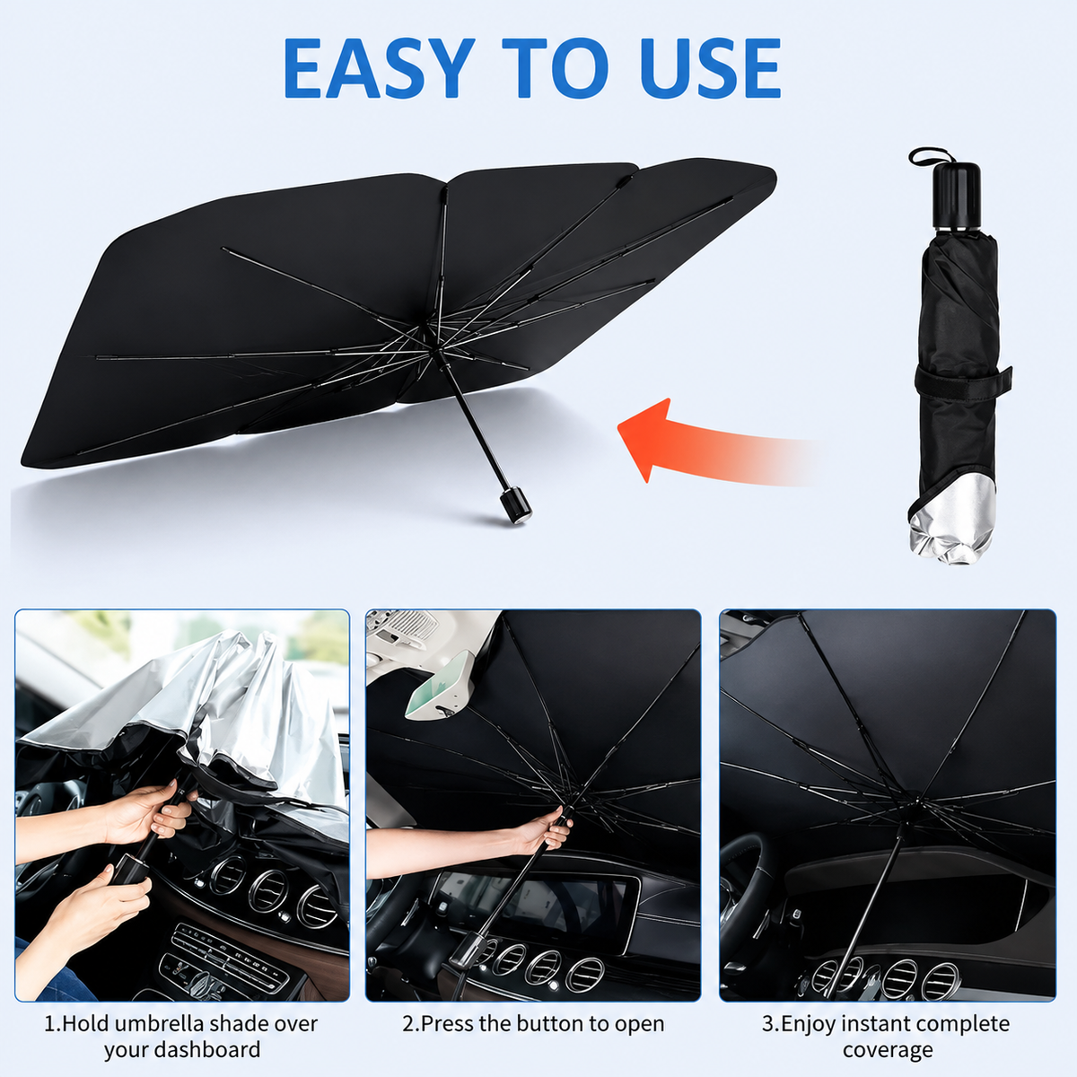 Car Windshield Sun Shade Umbrella – Foldable UV & Heat Protection
