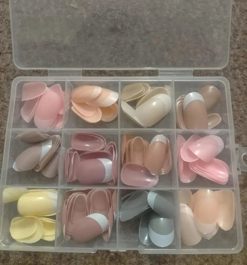 144 Pcs False Nails Set | Multicolor Press-On Nails with Nail Glue