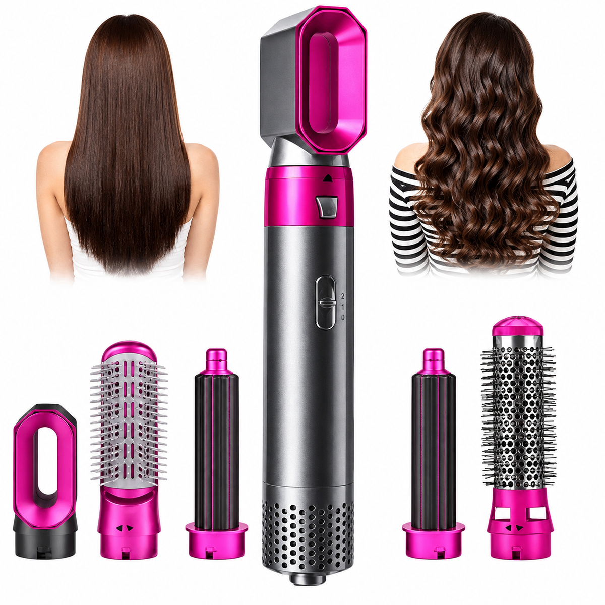 5-in-1 Hair Styler Hot Air Brush | Volumizer, Straightener & Curler