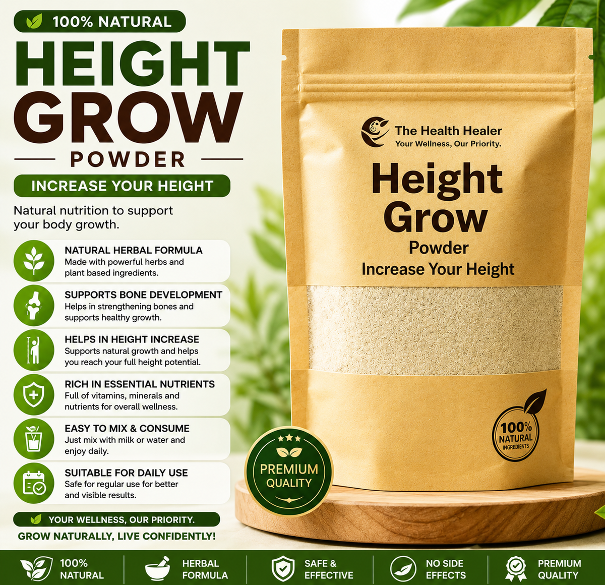 Height Growth Powder 100g | Dietary Supplement for Daily Nutrition Support