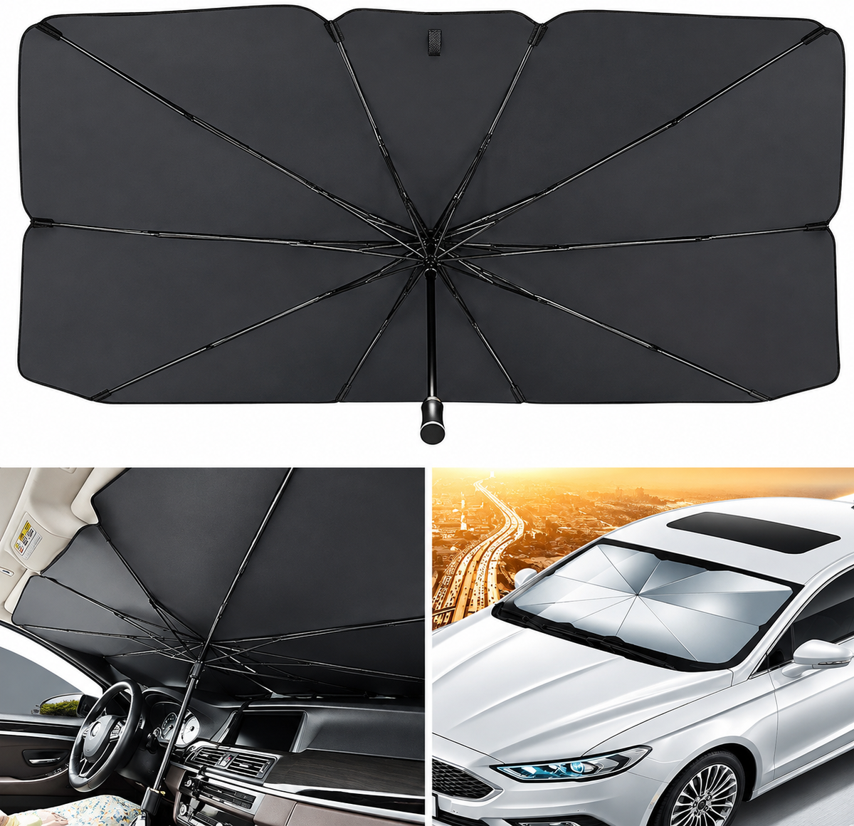 Car Windshield Sun Shade Umbrella – Foldable UV & Heat Protection
