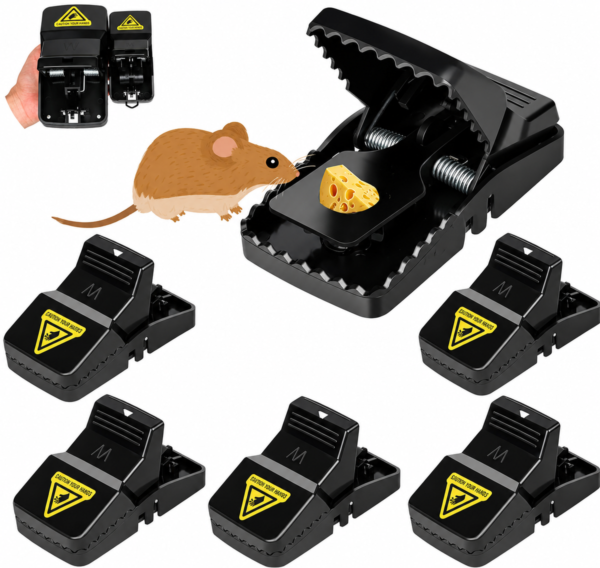 Heavy Duty Plastic Mouse Trap | Reusable One-Touch Rat Catcher – Random Color
