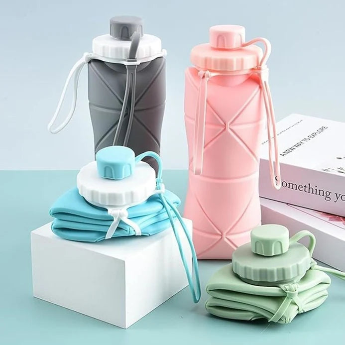 Silicone Folding Bottle | 600ML Collapsible Travel Water Bottle