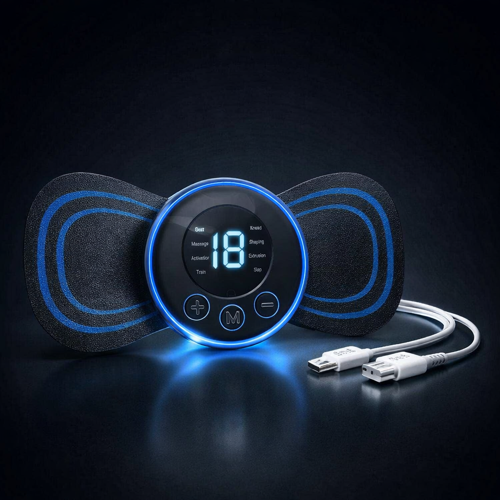 Rechargeable EMS Butterfly Massager | Muscle Stimulator & Portable Massage Pad