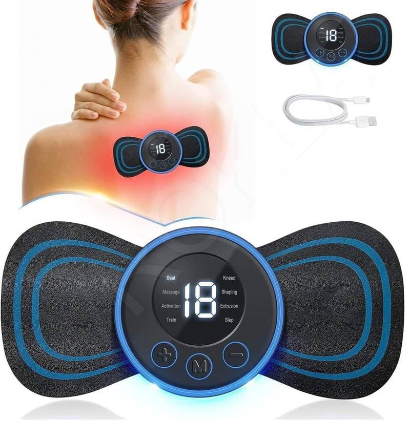 Rechargeable EMS Butterfly Massager | Muscle Stimulator & Portable Massage Pad