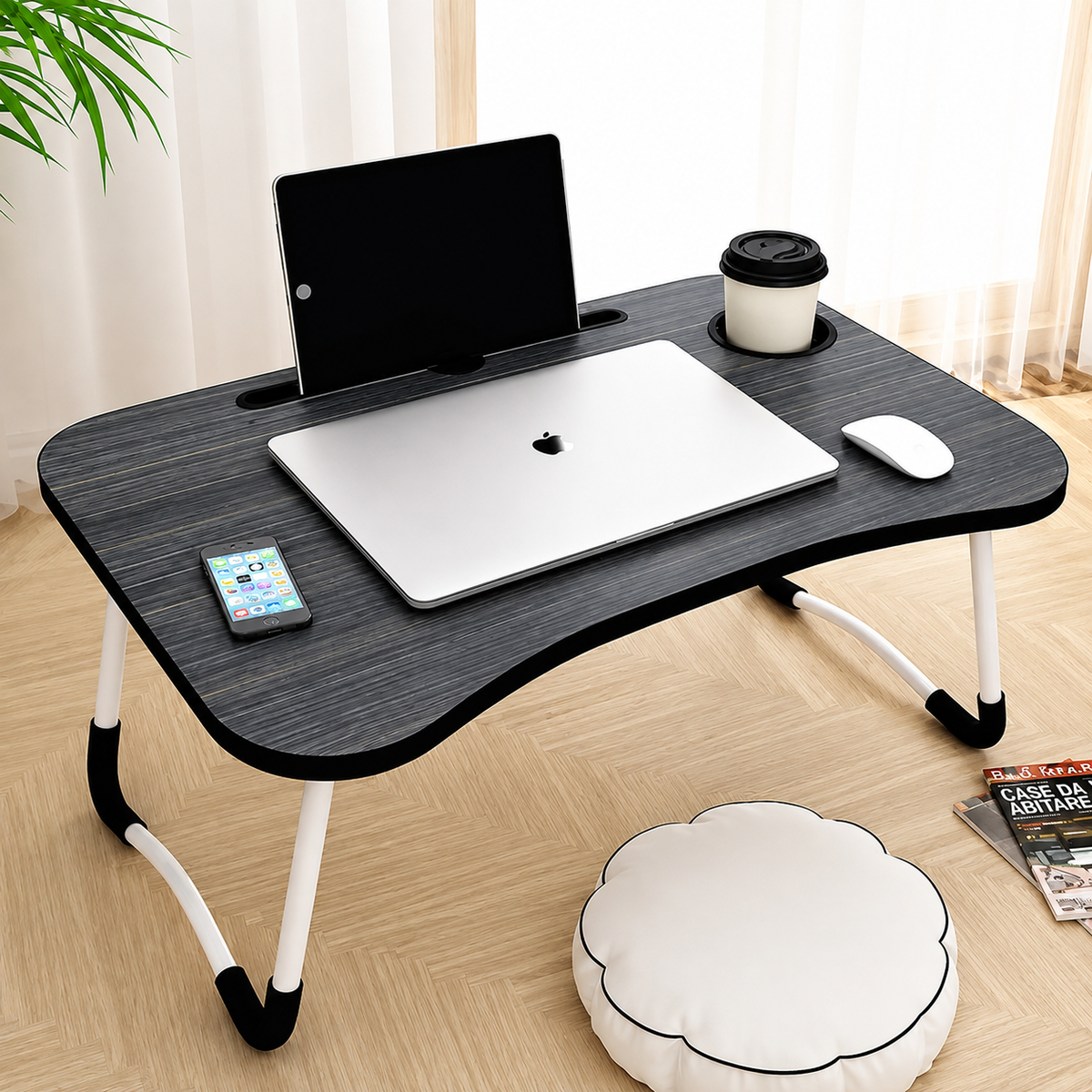 Laptop Table T1 | Foldable Legs with Tablet Groove & Cup Slot