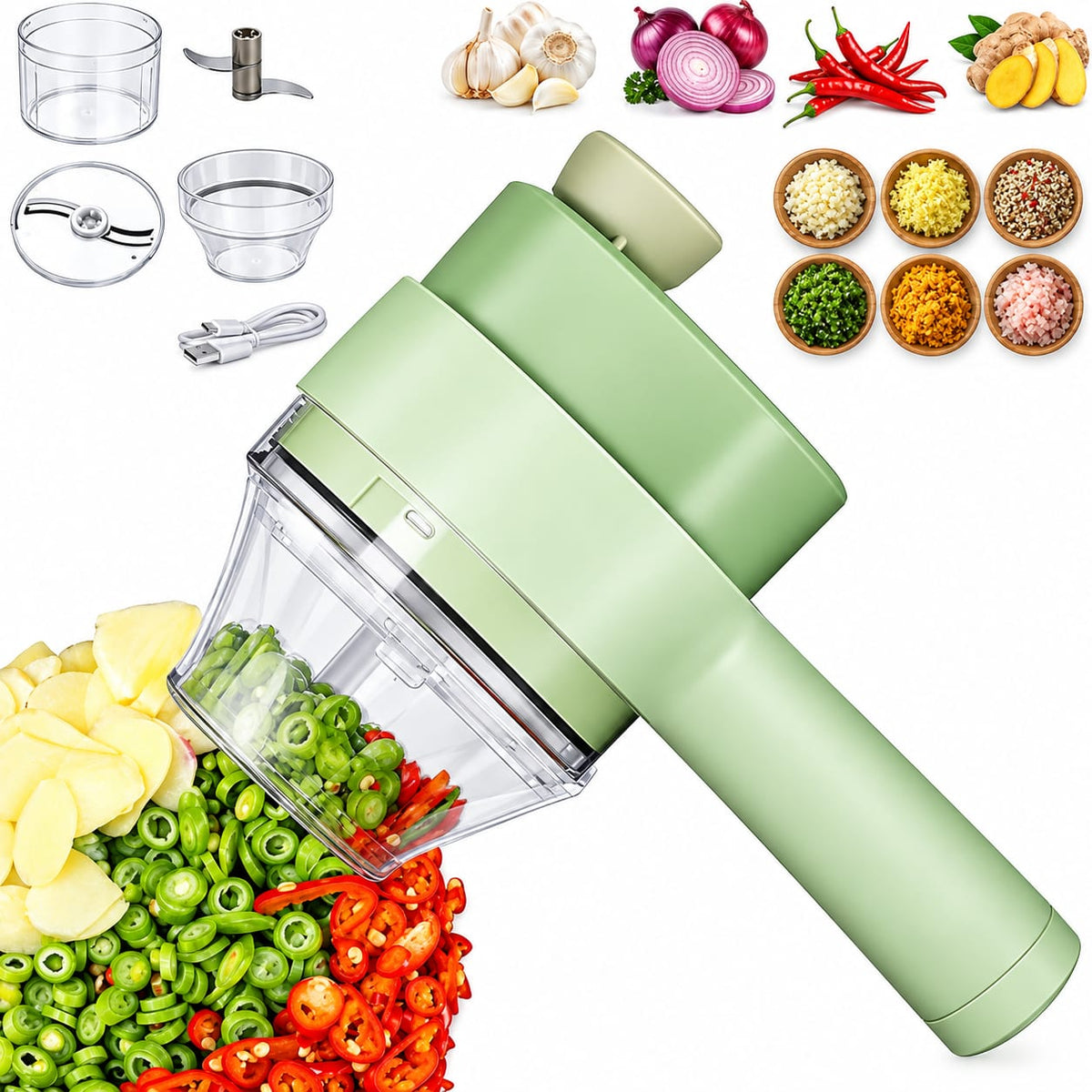 Electric Handheld Vegetable Cutter | Multifunctional Food Chopper & Slicer