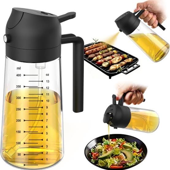 2-in-1 Oil Spray Bottle | Mist & Dispenser for Cooking