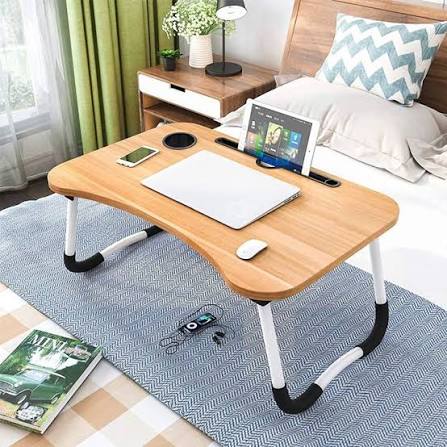 Laptop Table T1 | Foldable Legs with Tablet Groove & Cup Slot