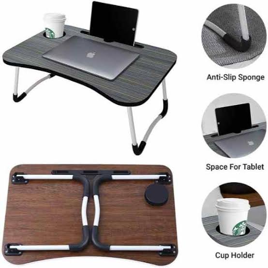 Laptop Table T1 | Foldable Legs with Tablet Groove & Cup Slot